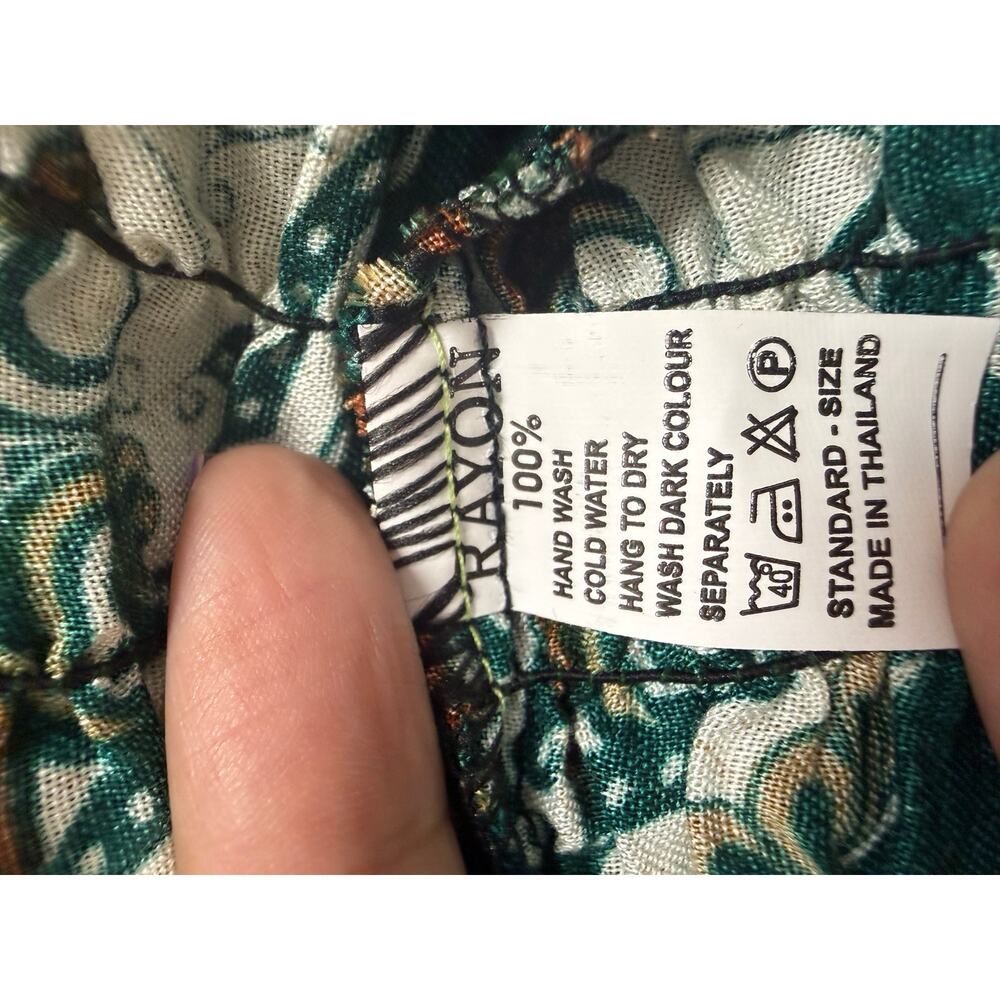 Boho Elephant Print Wide-Leg Pants in Green - Picture 6 of 6
